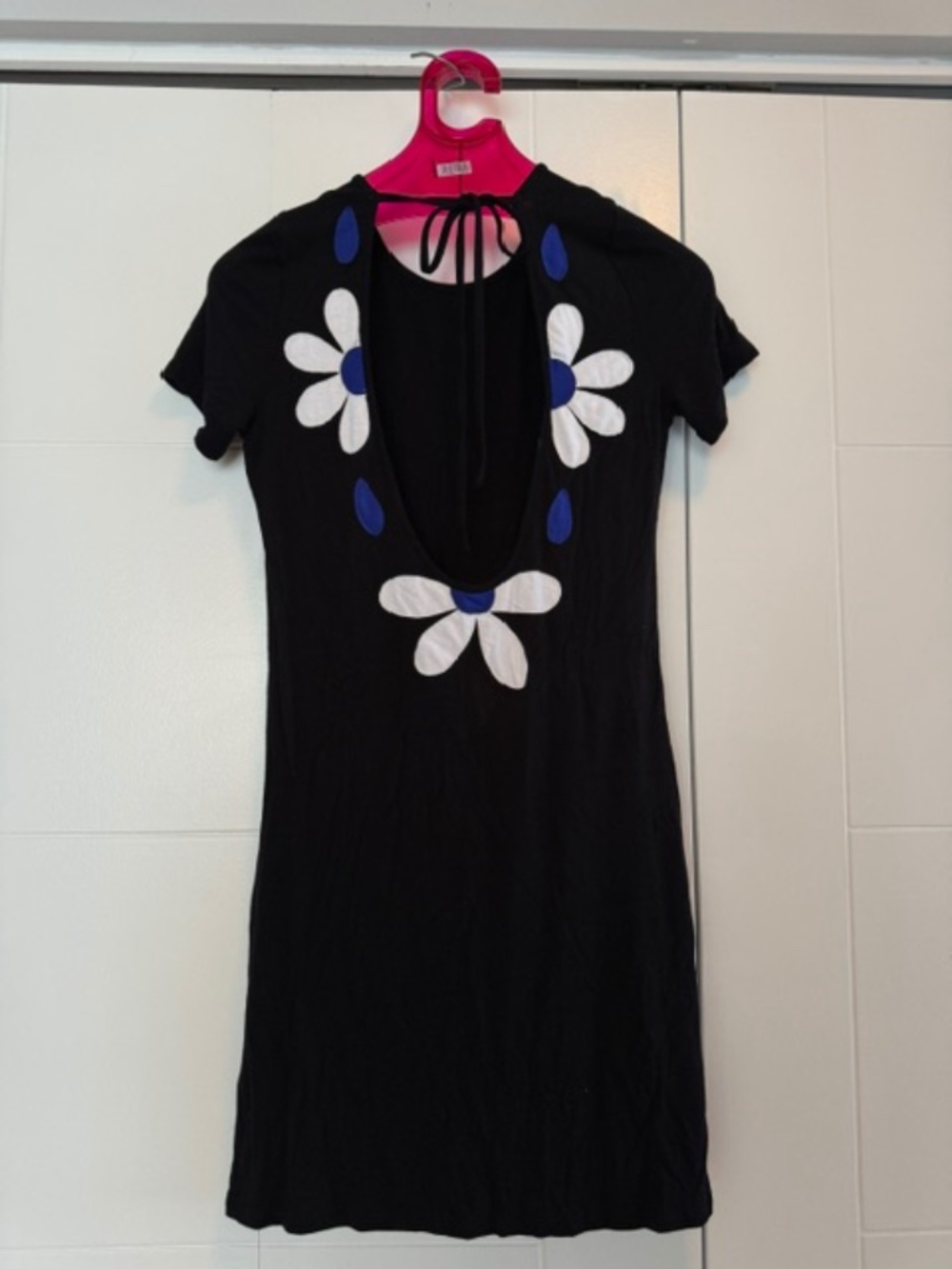 Open Back T-Shirt Mini Dress -  Black - Size S